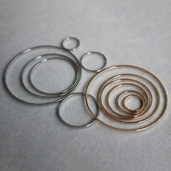 5 個 真鍮 ジオメトリック 幾何学 コネクター ペンダント チャーム 多色 円形 透かし の画像