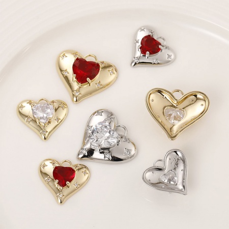 1 Pièce Breloques La Saint Valentin en Laiton Cœur Multicolore Etoile