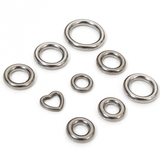Picture of 304 Stainless Steel Closed Soldered Jump Rings Findings Circle Ring Silver Tone