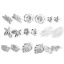 Picture of 1 Pair 304 Stainless Steel Ear Post Stud Earrings Silver Tone Flower Leaves With Stoppers