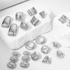 Picture of 1 Pair 304 Stainless Steel Ear Post Stud Earrings Silver Tone Geometric With Stoppers