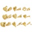 Picture of 1 Pair Vacuum Plating 304 Stainless Steel Ear Post Stud Earrings 18K Gold Plated Geometric With Stoppers