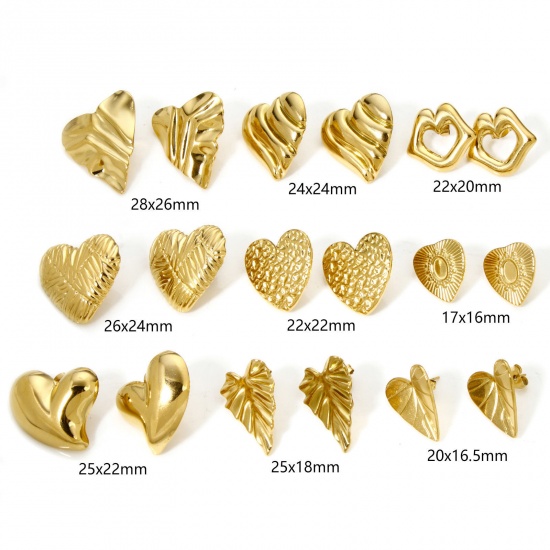 Image de 1 Paire Boucles d'Oreilles Puces en 304 Acier Inoxydable Placage sous Vide Plaqué Or 18K Géométrique avec Embouts