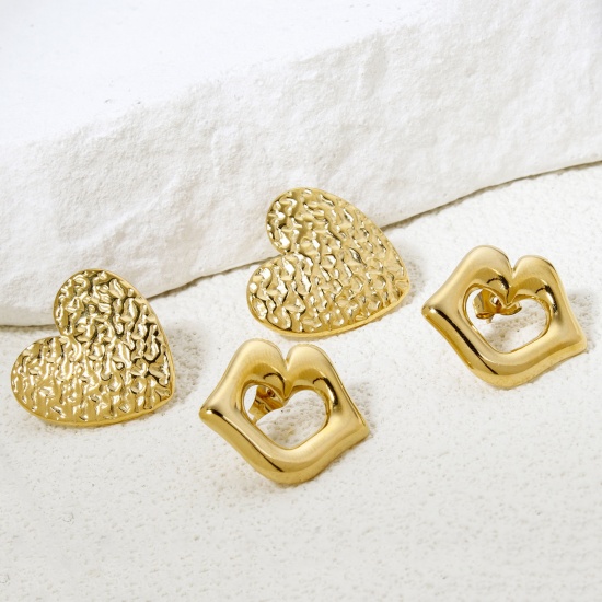 Image de 1 Paire Boucles d'Oreilles Puces en 304 Acier Inoxydable Placage sous Vide Plaqué Or 18K Géométrique avec Embouts