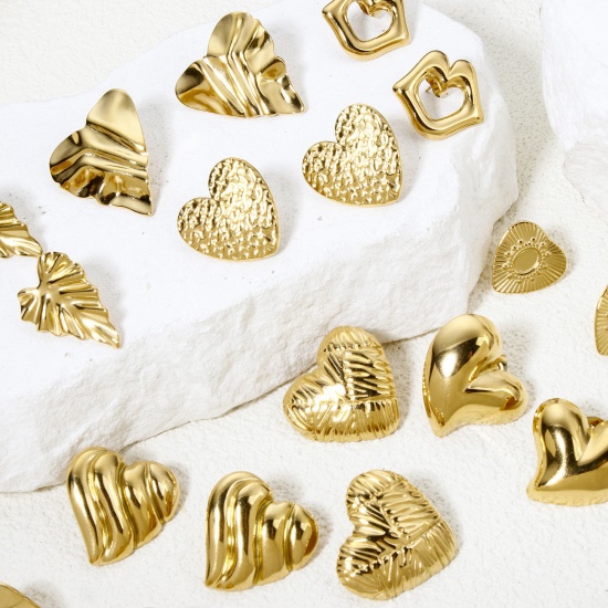 Image de 1 Paire Boucles d'Oreilles Puces en 304 Acier Inoxydable Placage sous Vide Plaqué Or 18K Géométrique avec Embouts