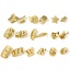 Picture of 1 Pair Vacuum Plating 304 Stainless Steel Ear Post Stud Earrings 18K Gold Plated Geometric With Stoppers