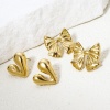 Picture of 1 Pair Vacuum Plating 304 Stainless Steel Ear Post Stud Earrings 18K Gold Plated Bowknot With Stoppers