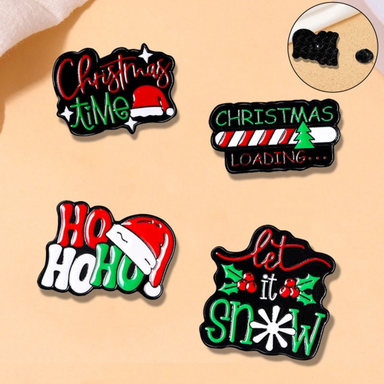 Picture of Retro Pin Brooches Christmas Hats Multicolor Enamel