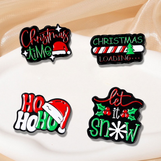 Picture of Retro Pin Brooches Christmas Hats Multicolor Enamel