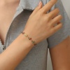 Picture of Vacuum Plating 304 Stainless Steel Boho Chic Bohemia Handmade Link Chain Bracelets 14K Gold Plated Multicolor Cherry Fruit Enamel