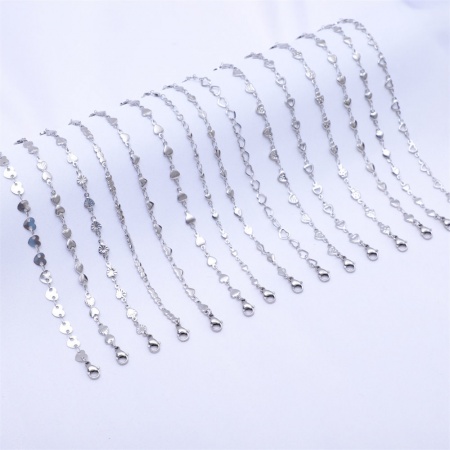 Eco-friendly 304 Stainless Steel Ins Style Handmade Link Chain Bracelets Silver Tone Heart Hollow