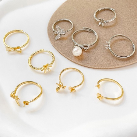 1 Unidad Respetuoso del Medio Ambiente Latón Estilo Ins Abierto Anillo De Montaje Semipesado Para Ajuste De Perlas Diy Abejas Ronda Multicolor