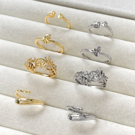 1 Stück Umweltfreundlich Messing Stilvoll Offen Halbmontierter Ring für die DIY-Perlenfassung Quadrat Bunt Transparent Strass