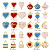 Picture of Eco-friendly Brass Micro Pave Charms 18K Real Gold Plated Heart Lock Enamel Clear Cubic Zirconia
