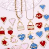 Picture of Eco-friendly Brass Micro Pave Charms 18K Real Gold Plated Heart Lock Enamel Clear Cubic Zirconia