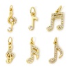 Picture of Eco-friendly Brass Music Charms 18K Real Gold Plated Musical Note Micro Pave Clear Cubic Zirconia