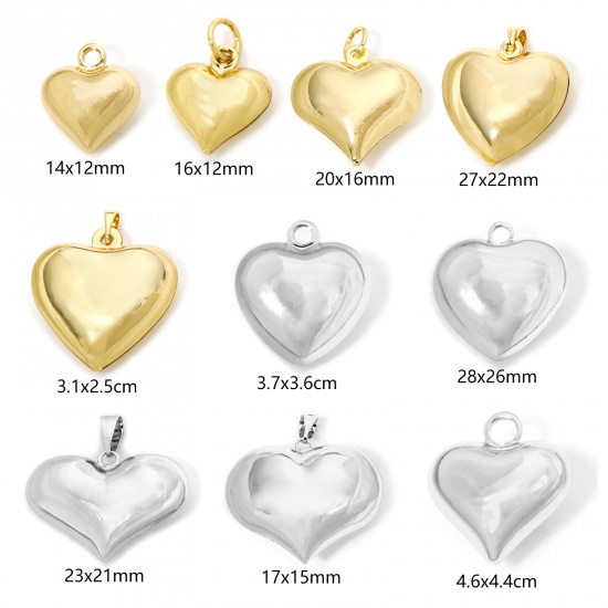 Picture of Eco-friendly Brass Valentine's Day Charms Real Gold Plated Heart 3D