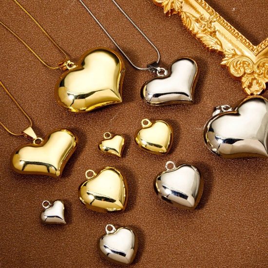 Picture of Eco-friendly Brass Valentine's Day Charms Real Gold Plated Heart 3D