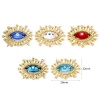 Picture of Eco-friendly Brass & Glass Religious Connectors Charms Pendants Evil Eye Eye of Providence/ All-seeing Eye 18K Real Gold Plated Multicolor Micro Pave Clear Cubic Zirconia 28mm x 22mm