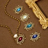 Picture of Eco-friendly Brass & Glass Religious Connectors Charms Pendants Evil Eye Eye of Providence/ All-seeing Eye 18K Real Gold Plated Multicolor Micro Pave Clear Cubic Zirconia 28mm x 22mm