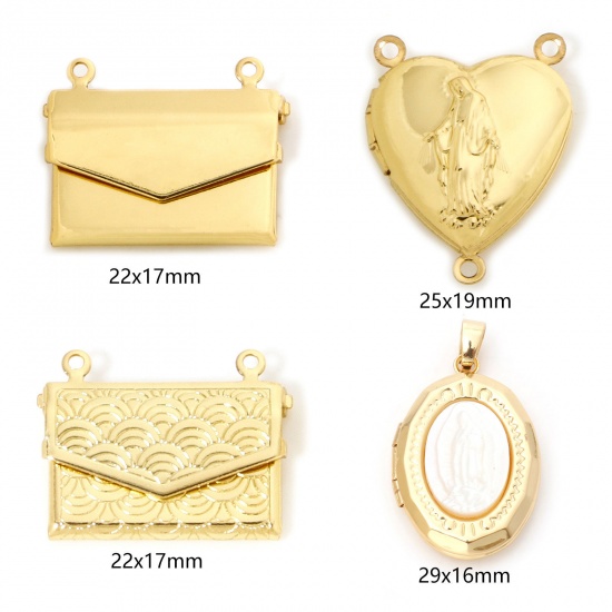 Picture of Eco-friendly Brass Charms 18K Real Gold Plated Can Open Photo Box