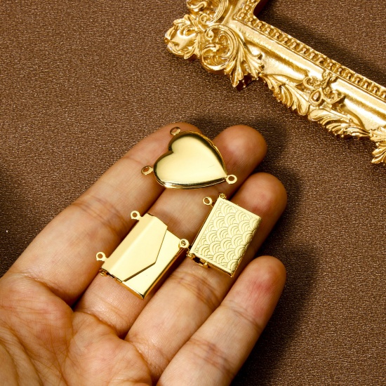 Picture of Eco-friendly Brass Charms 18K Real Gold Plated Can Open Photo Box