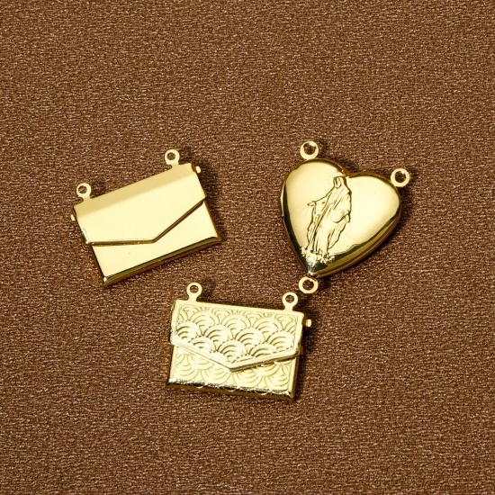 Picture of Eco-friendly Brass Charms 18K Real Gold Plated Can Open Photo Box