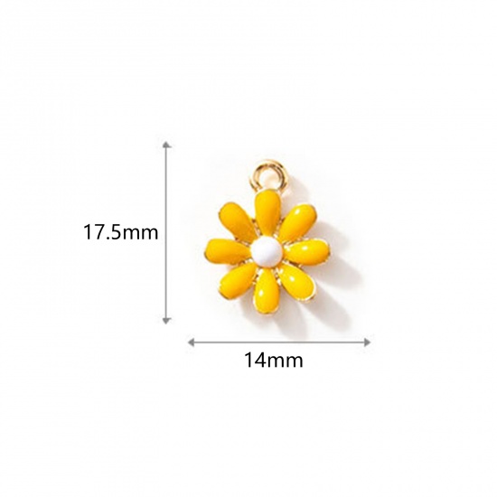 Picture of Zinc Based Alloy Charms Daisy Flower Enamel 17.5mm x 14mm