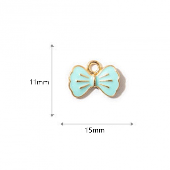 Picture of Zinc Based Alloy Clothes Charms Bowknot Enamel 15mm x 11mm