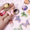 Image de 1 Pièce Pendentifs en 304 Acier Inoxydable Placage sous Vide Rétro Papillon Doré Multicolore Couleur du Dégradé Émail