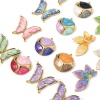 Image de 1 Pièce Pendentifs en 304 Acier Inoxydable Placage sous Vide Rétro Papillon Doré Multicolore Couleur du Dégradé Émail