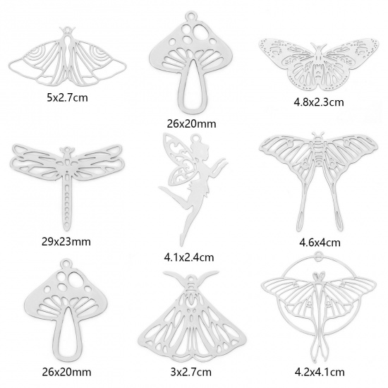 Picture of Iron Based Alloy Filigree Stamping Pendants Multicolor Butterfly Animal Mushroom Hollow