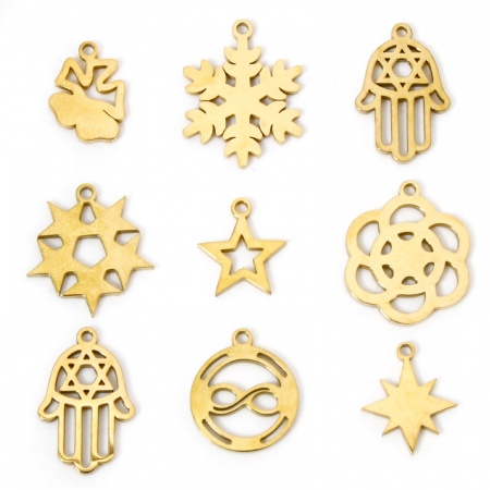 2 Stück Vakuumbeschichtung 304 Edelstahl Ausgehöhlt Charms 18K Gold Plattiert Doppelseitiges Polieren