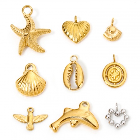 Vacuum Plating 304 Stainless Steel Valentine's Day Charms Multicolor Ball Heart Hollow