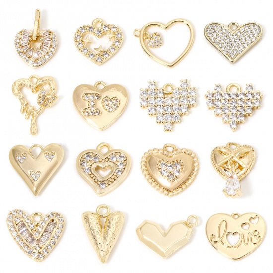 Picture of Eco-friendly Brass Valentine's Day Charms Real Gold Plated Heart