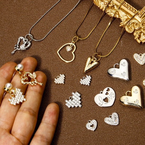 Picture of Eco-friendly Brass Valentine's Day Charms Real Gold Plated Heart