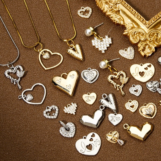 Picture of Eco-friendly Brass Valentine's Day Charms Real Gold Plated Heart