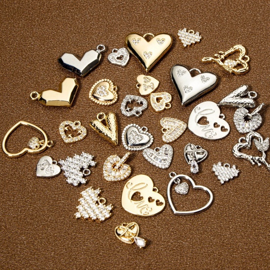 Picture of Eco-friendly Brass Valentine's Day Charms Real Gold Plated Heart