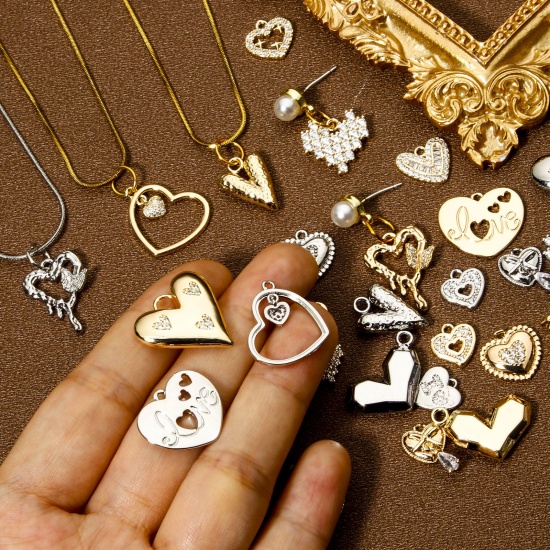 Picture of Eco-friendly Brass Valentine's Day Charms Real Gold Plated Heart