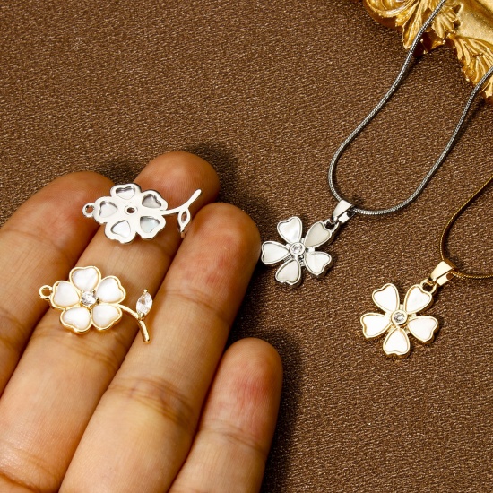 Picture of Eco-friendly Natural Shell & Brass Charms Real Gold Plated Flower