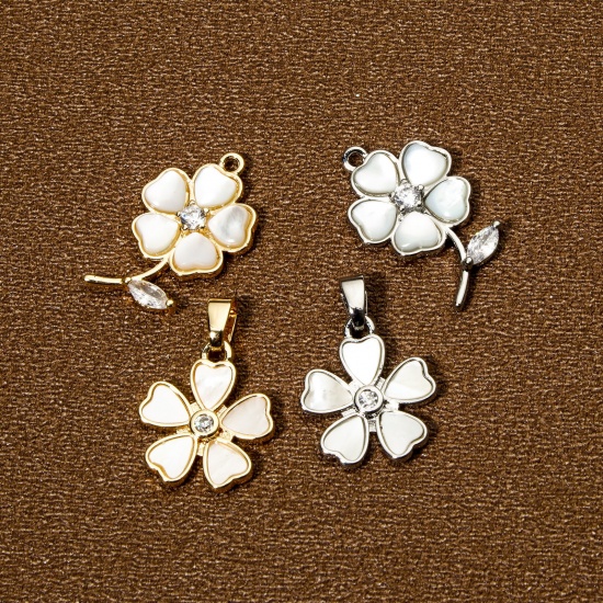 Picture of Eco-friendly Natural Shell & Brass Charms Real Gold Plated Flower