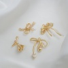 Picture of Eco-friendly Brass Charms 14K Real Gold Plated Bowknot Flower Clear Cubic Zirconia