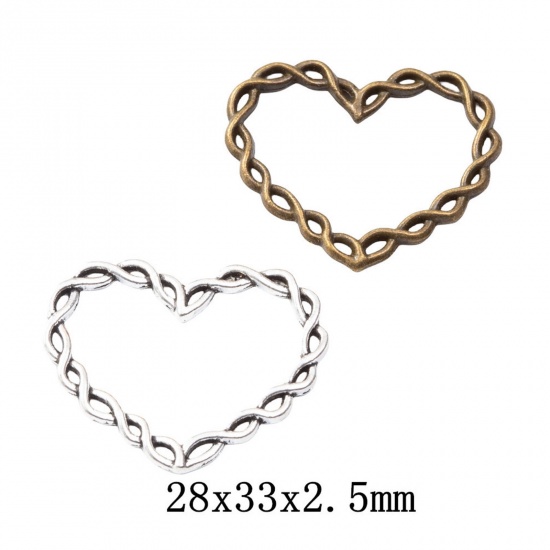 Immagine di 30 Pz Lega di Zinco San Valentino Ciondoli Pendenti Multicolore Cuore Filigrana 3.2cm x 2.8cm