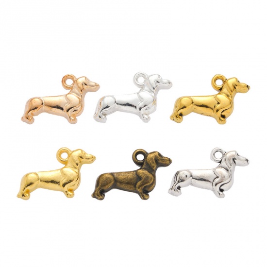 Picture of Zinc Based Alloy Charms Multicolor Dog Animal 18mm x 13mm