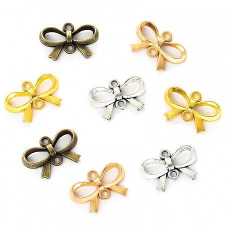 50 Pz Lega di Zinco Abiti Pendenti Charms Connettori Accessori Cravatta a Farfalla Multicolore Filigrana 22mm x 15mm