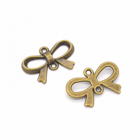 Immagine di 50 Pz Lega di Zinco Abiti Pendenti Charms Connettori Accessori Cravatta a Farfalla Multicolore Filigrana 22mm x 15mm