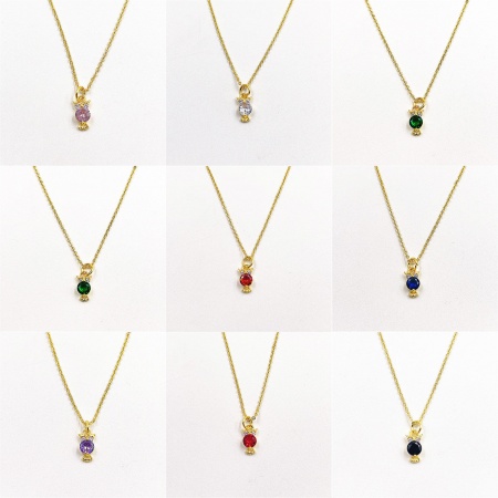Eco-friendly Exquisite Birthstone 18K Gold Plated Multicolor Brass & Cubic Zirconia Link Cable Chain Owl Animal Micro Pave Pendant Necklace For Women Party