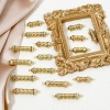 Picture of Eco-friendly Brass Connectors Charms Pendants Cylinder 18K Real Gold Plated Hollow Multicolour Cubic Zirconia