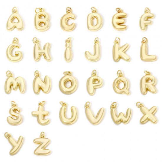 Picture of Eco-friendly Brass Charms 18K Real Gold Plated Capital Alphabet/ Letter 3D