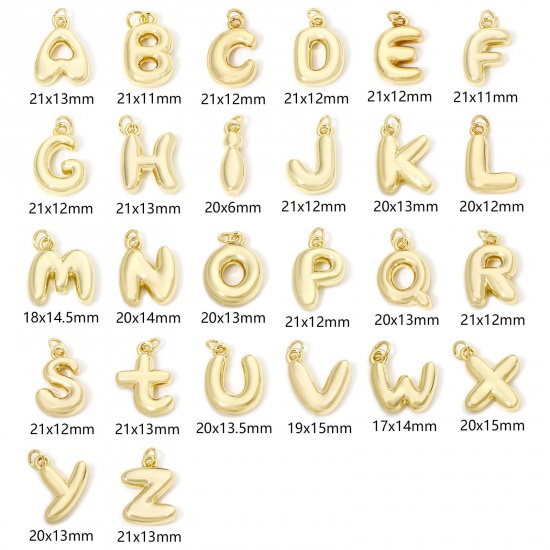 Picture of Eco-friendly Brass Charms 18K Real Gold Plated Capital Alphabet/ Letter 3D